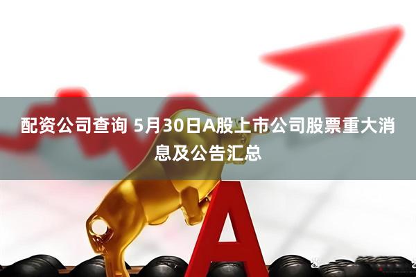 配资公司查询 5月30日A股上市公司股票重大消息及公告汇总